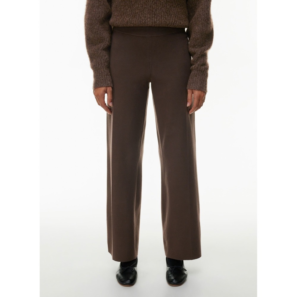 Wilfred Free Aritzia Brown Knit Wide Leg Pintuck Pants XS Quiet Luxury Fall Boho